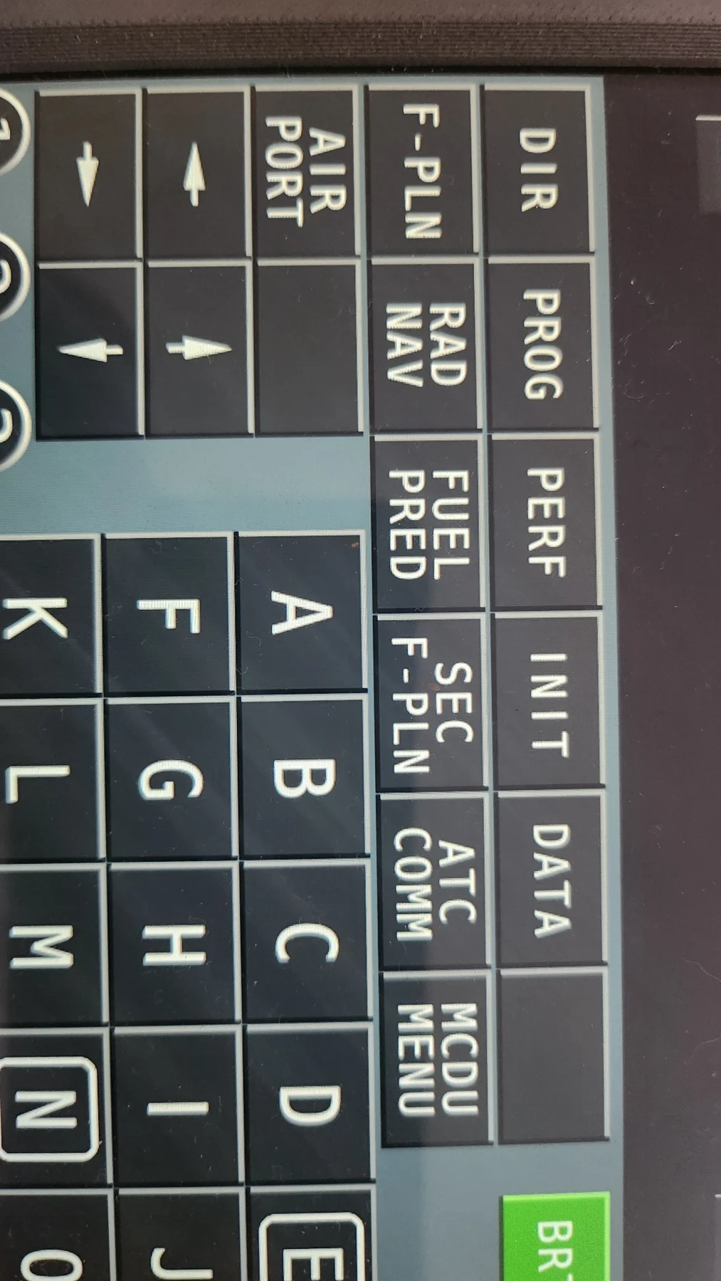 Close-up of Airbus touchscreen keys during custom font and glyph development