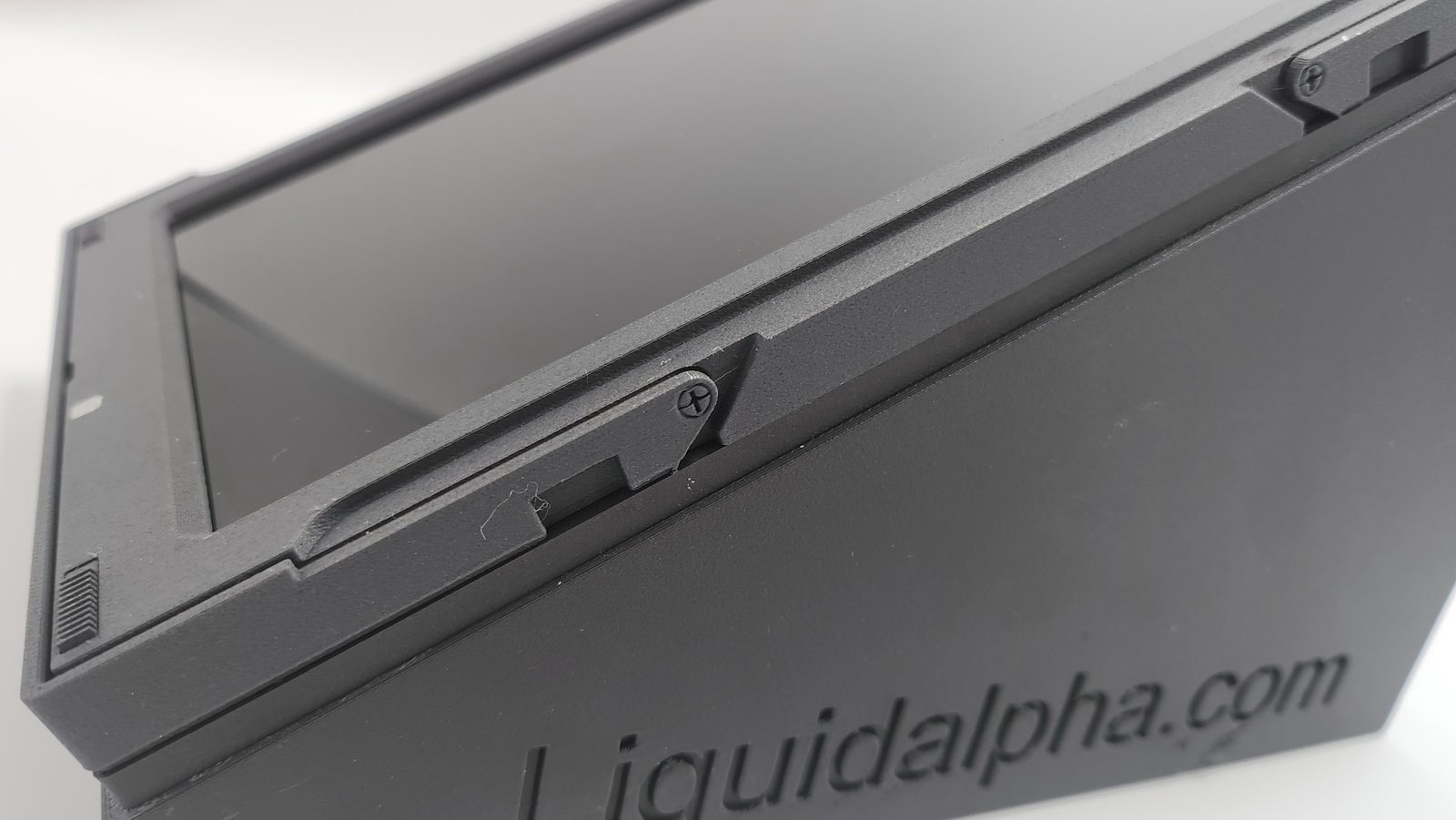 Unpainted prototype desktop stand detail, included for freestanding installations.