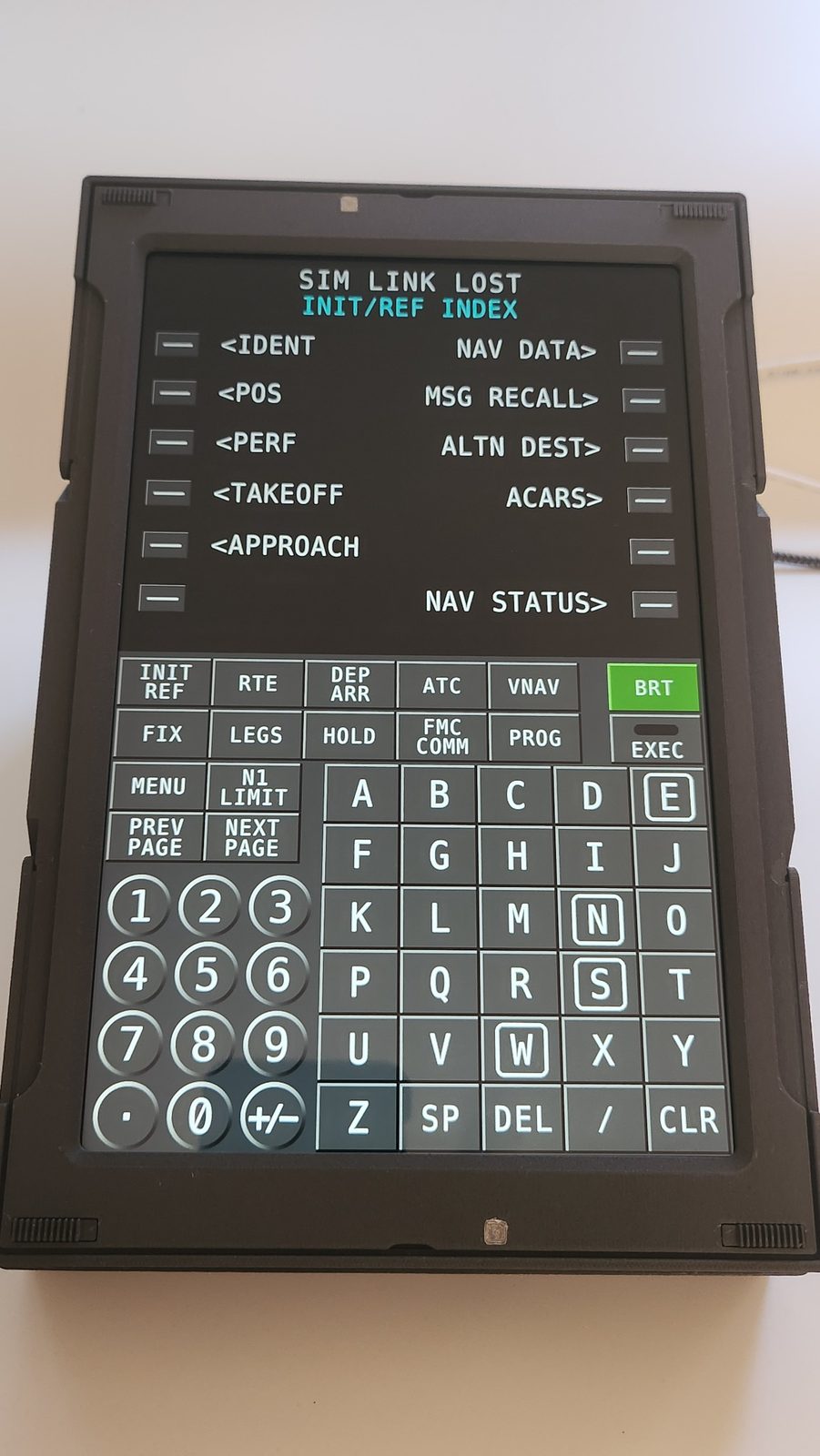 LAS TFMC prototype showing ProSimCDU FANS MCDU mode