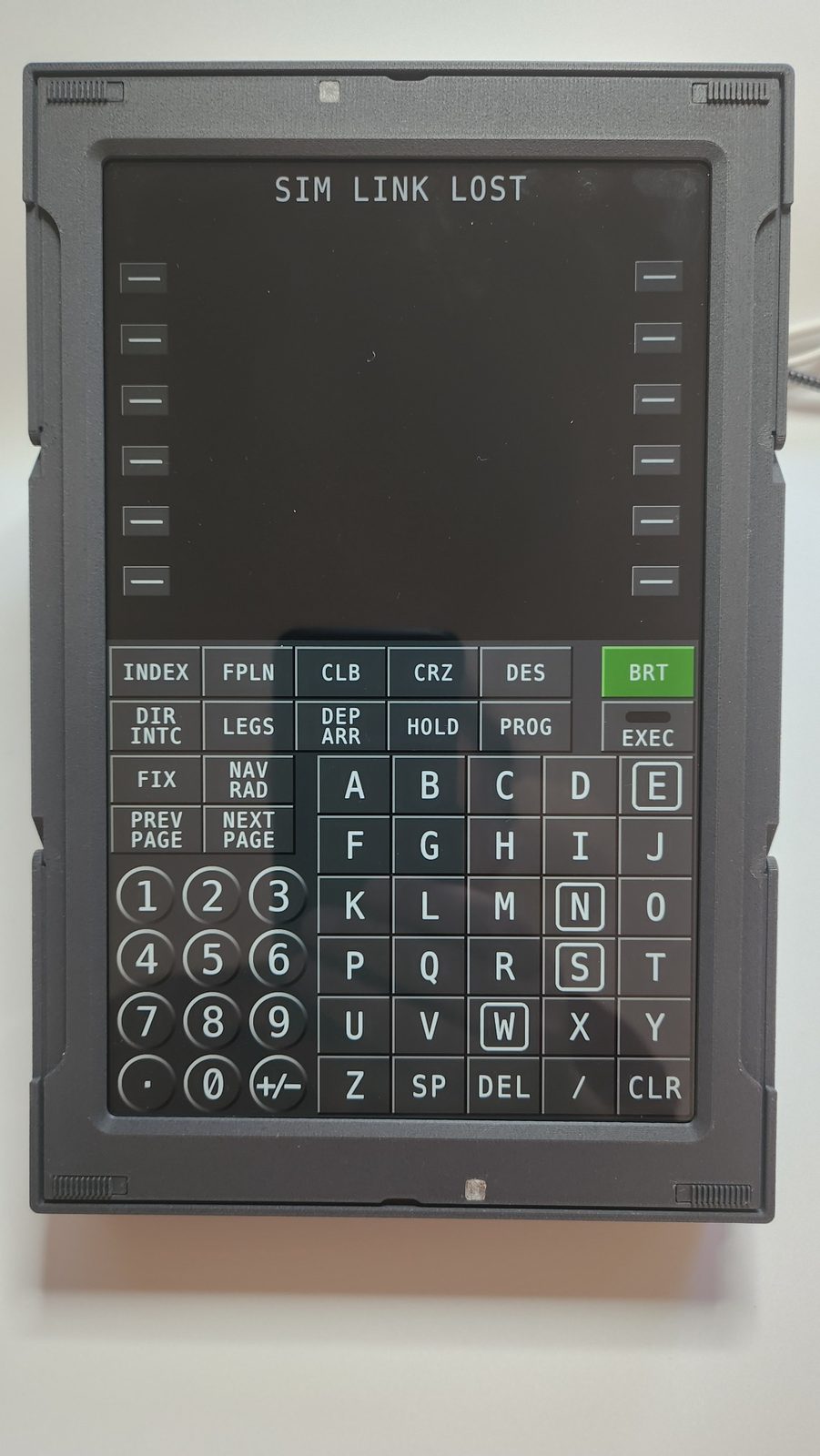 Prototype front view showing the 737-style touchscreen layout.